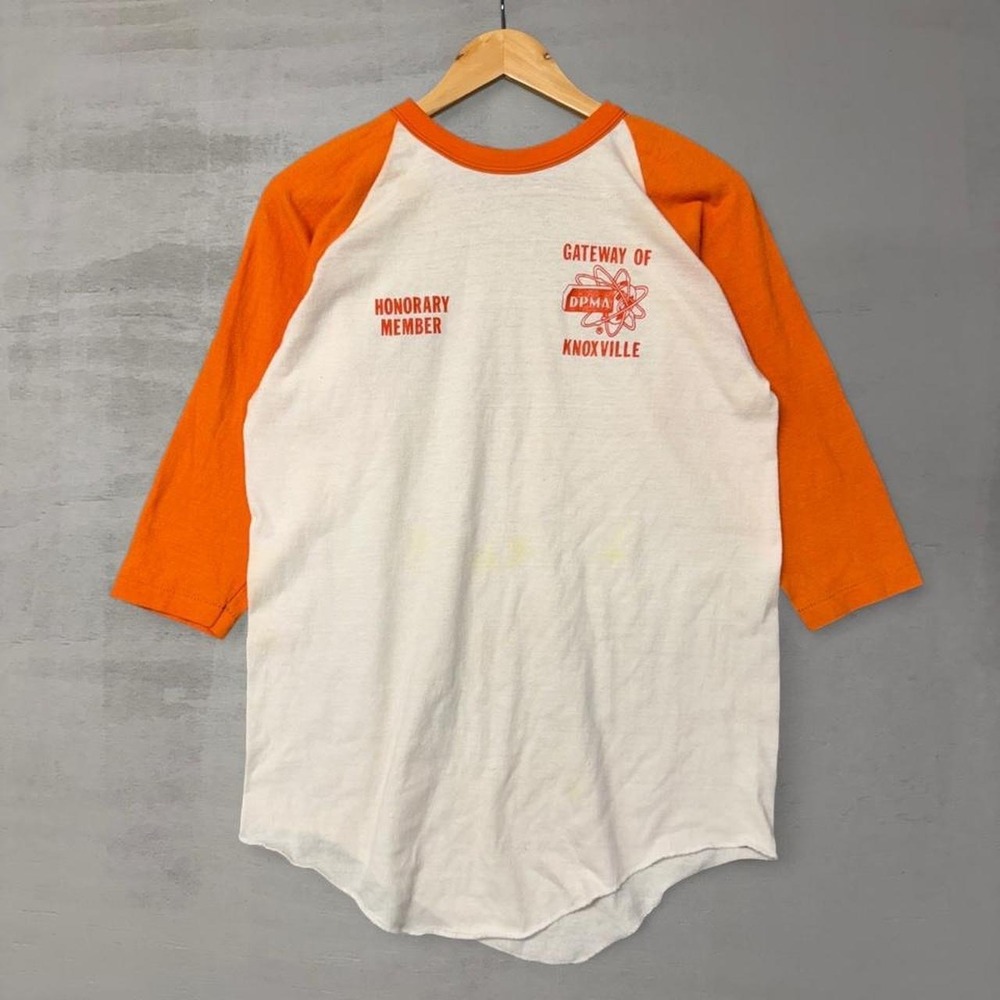 Vintage Russell Athletic 70s Baseball Shirt White Knoxville DPMA Raglan Large